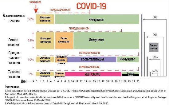 Инфографика о течении Covid-19