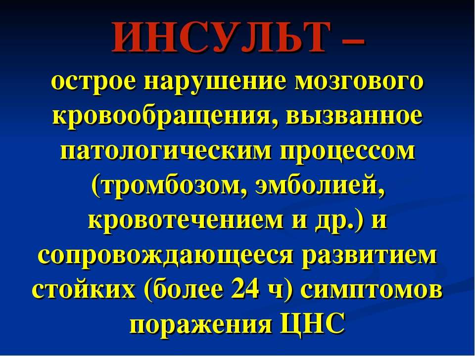 Нарушение мозгового кровообращения презентация неврология