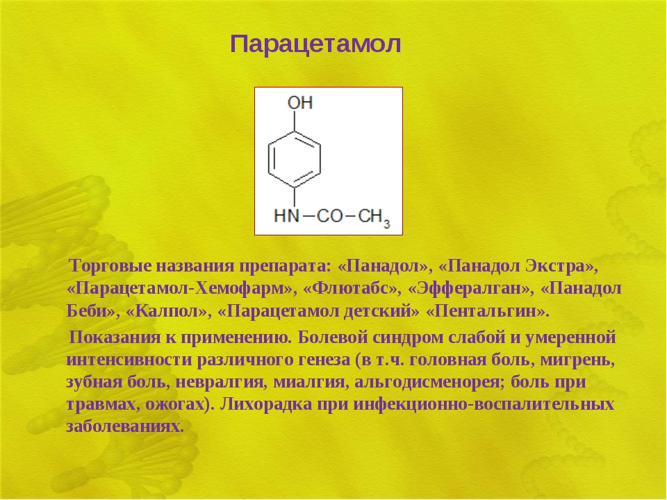 Презентация про лекарственный препарат парацетамол