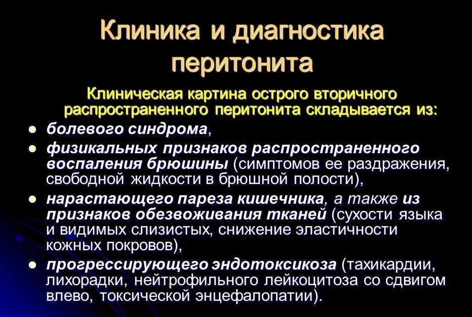 Вторичный перитонит клиника. Острый перитонит клиника.