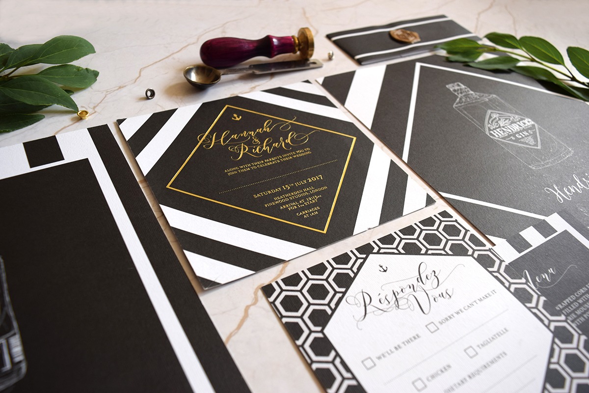 Monochrome invites by I Do Invites - printed by printed.com