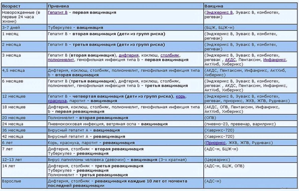 Акдс схема вакцинации детей